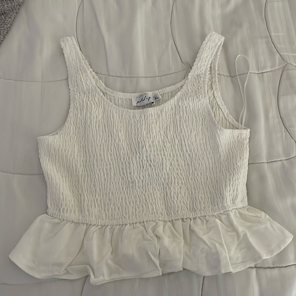 Petal and Pup White Peplum Top